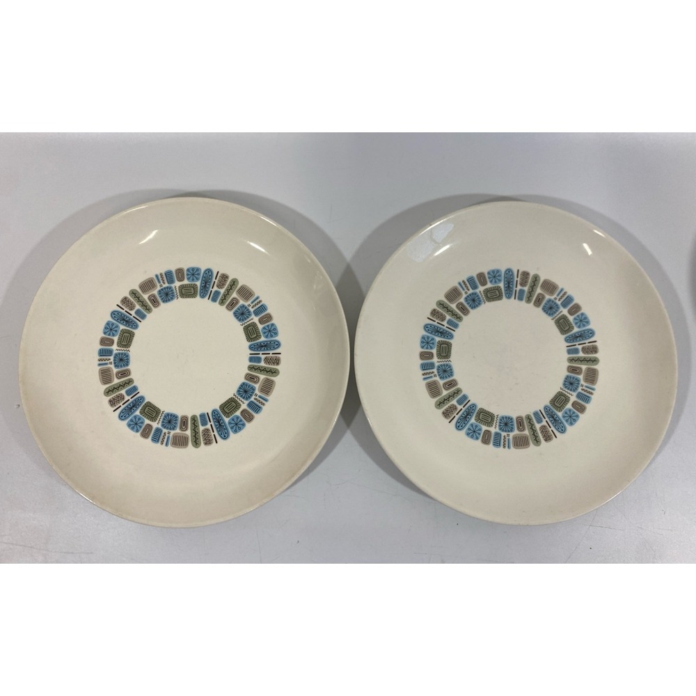 Vintage Atomic Temporama Canonsburg Pottery Dinner Plate 10" Set (2)